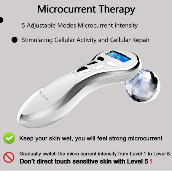 New Yemon 4D Microcurrent Face Massager Roller Electric Rechargeable Face Lifter - Picture 5 of 7
